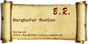 Berghofer Rodion névjegykártya